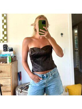 ESCADA BY MARGARETHA LEY BROWN CORSET TOP BROWN VINTAGE SIZE 42